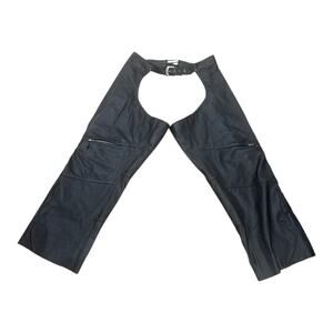 Power-Trip Black Leather Motorcycle Chaps Biker Flames 2XL Biker